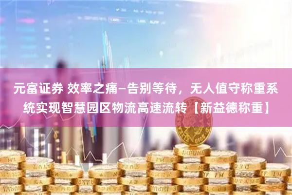 元富证券 效率之痛—告别等待，无人值守称重系统实现智慧园区物流高速流转【新益德称重】