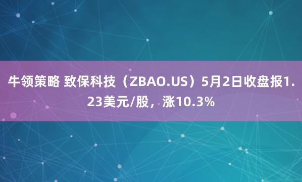 牛领策略 致保科技（ZBAO.US）5月2日收盘报1.23美元/股，涨10.3%