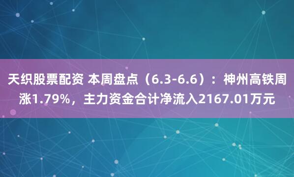 天织股票配资 本周盘点（6.3-6.6）：神州高铁周涨1.79%，主力资金合计净流入2167.01万元