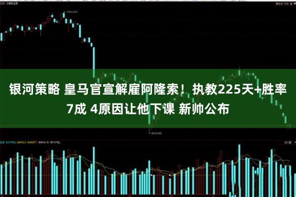 银河策略 皇马官宣解雇阿隆索！执教225天+胜率7成 4原因让他下课 新帅公布